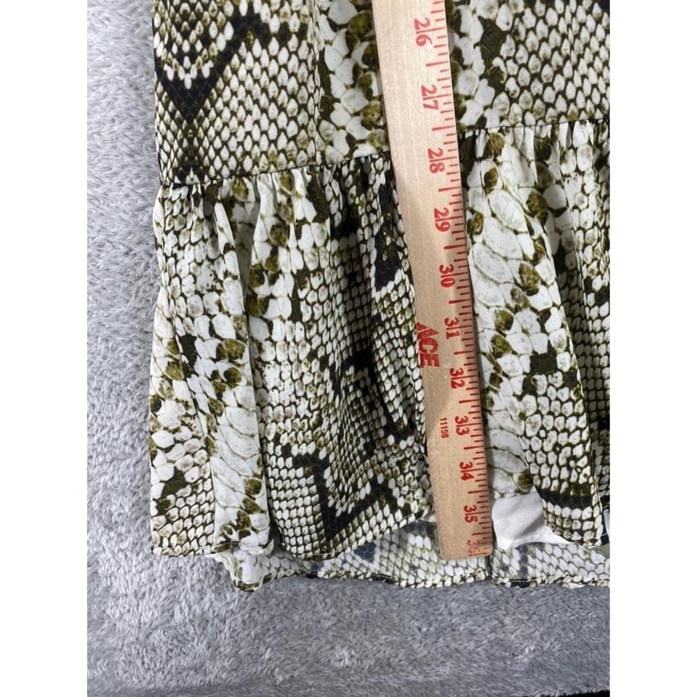 J‎ Crew Midi Dress Womens XS Green Snake Print Smocked Waist Tiered Long Sleeve - Picture 5 of 5